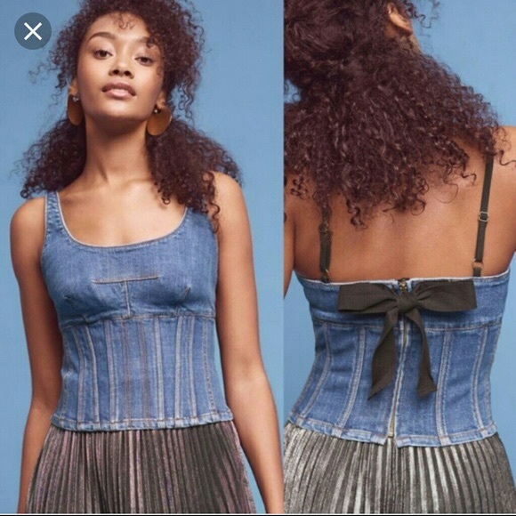 Anthropologie Tops - Anthropologie Maeve Denim Bustier Bow